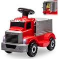 thumbnail image 1 of Coche eléctrico interactivo para niños 6V, automóvil para bebés con área de almacenamiento grande, música, 2 faros, 5 luces LED, incluye batería recargable 6V (rojo), 1 of 7