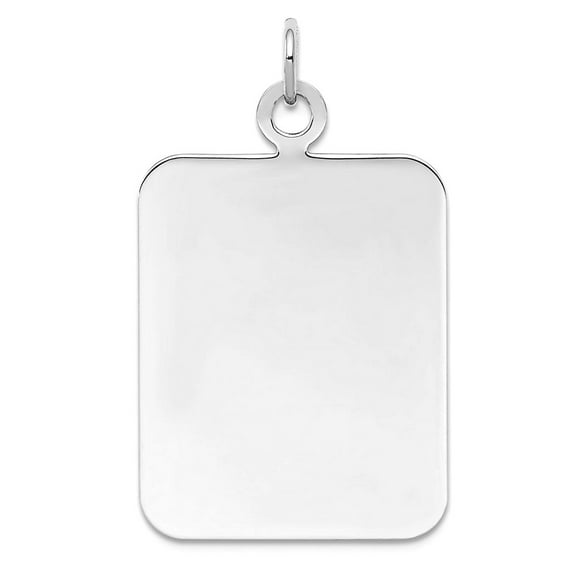 20mm 925 Sterling Silver Engraveable Rectangle Polished Front Back Disc Charm Pendant Necklace for Women