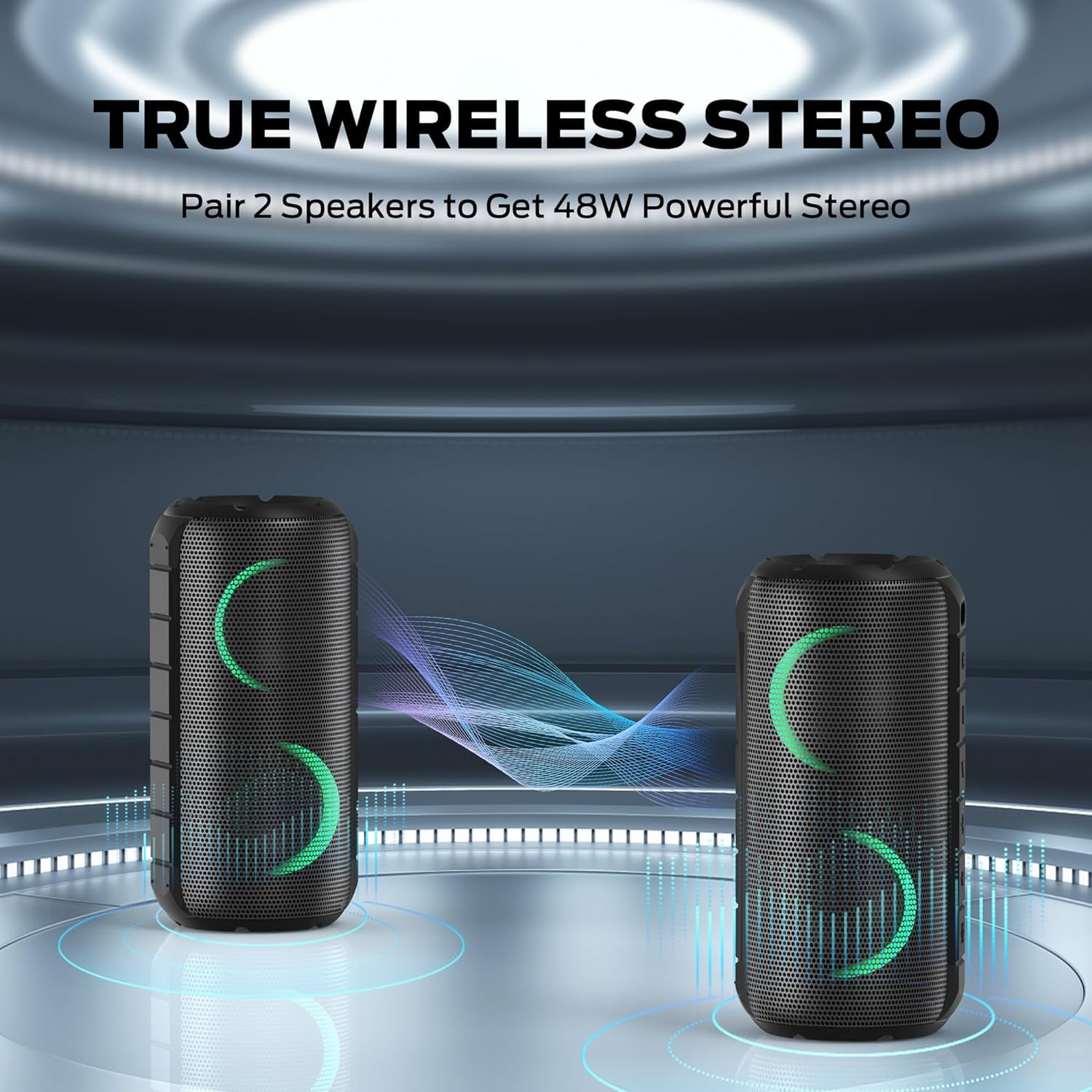 Oraolo Luster Bluetooth Speaker , Portable Speaker with Colorful Lights, Stereo Sound, Bluetooth 5.3, 24H Playtime, IPX6 Waterproof, AUX-in, Speaker for Outdoor Camping