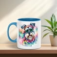 thumbnail image 4 of Hippie Schnauzer Portrait Watercolor Tie-Dye Vintage Styles 11oz Accent Two-tone Mug Miniature Schnauzer Dog Lover Coffee Tea Cup - 00014, 4 of 5