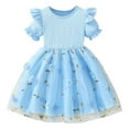 thumbnail image 2 of GBSYEWXS Dress For Girls 2025 Elegant Classy Loose Flower Print Crew Neck Blue Dresses Size 1-2 Years, 2 of 9