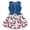 Flag Butterfly, variant on Girls Dresses Sleeveless Denim Dress Ruffle Bowknot Front A-Line Casual Sundress Floral Dress for Kids 2-8T