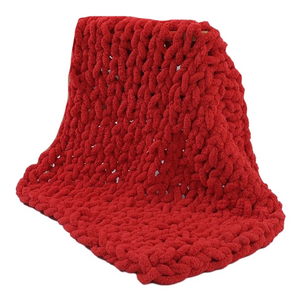 Cateissary Manta de punto grueso cálida y acogedora, variedad de colores, manta cálida tejida a mano, elegante Juegos de cama Gran rojo