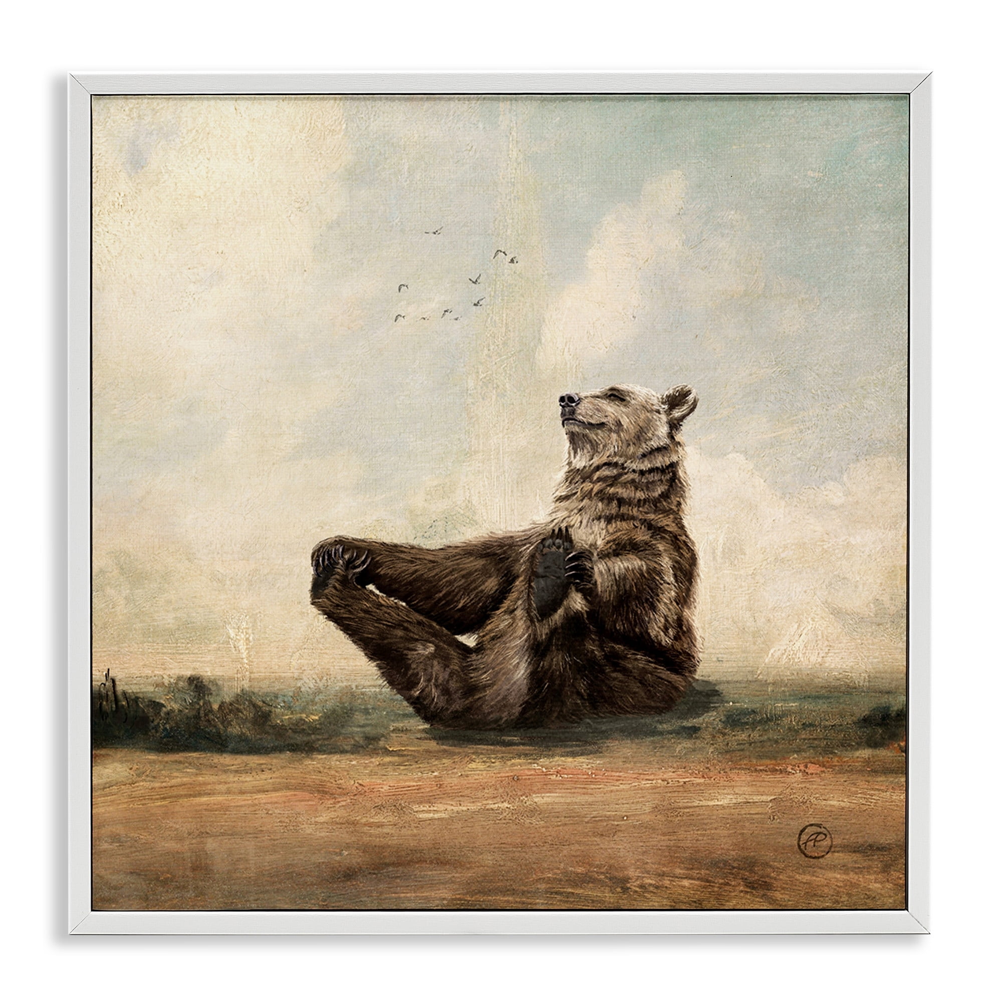 Stupell Industries Bear Holding Paws Staring Sunset Fun Animal Portrait,17 x 17, Design by Paula Belle Flores