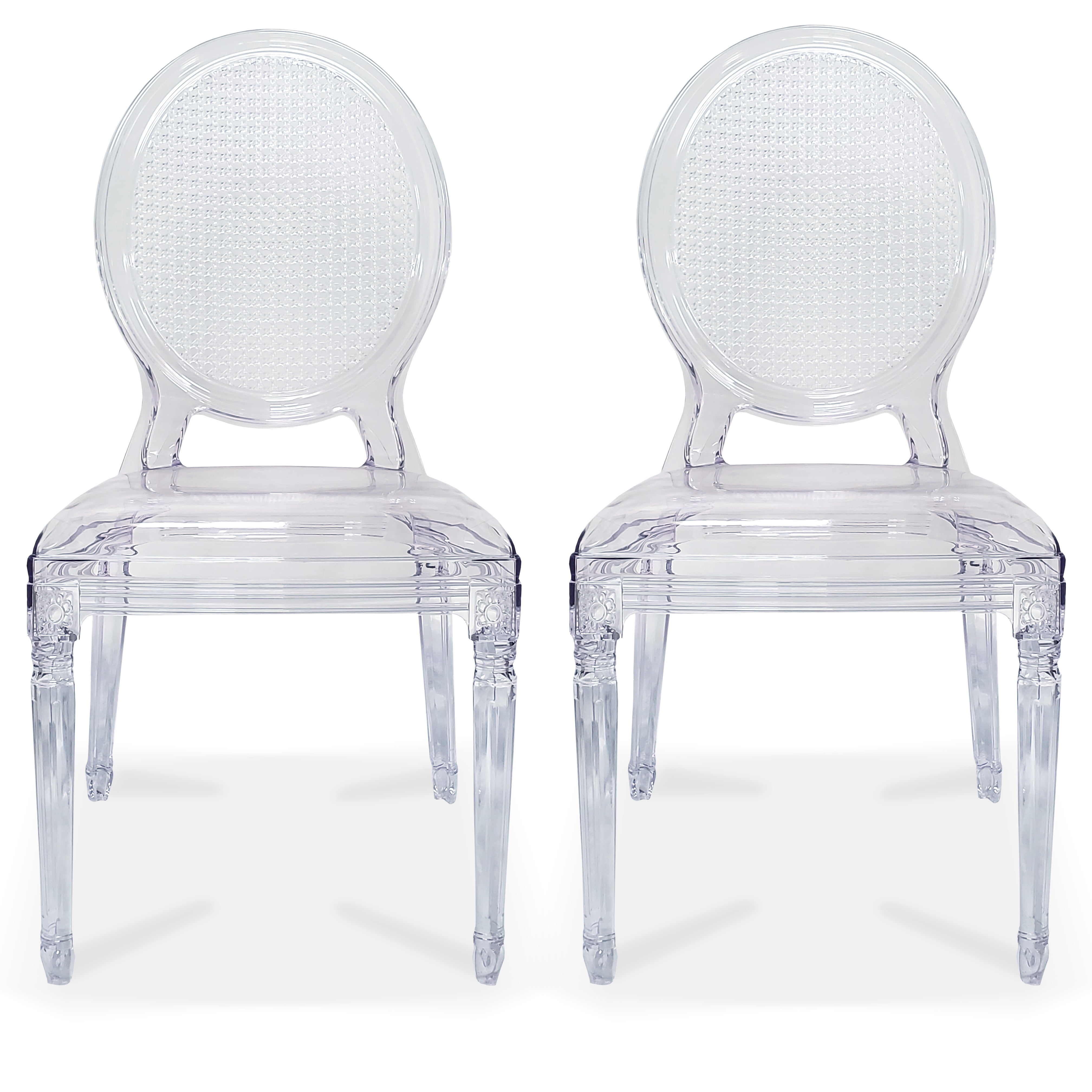 2xhome - Set of 2 Clear Ghost Side Chair Dining Room Chair - Clear