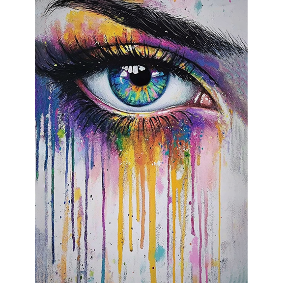 Colorful Eye Abstract Canvas Painting, Suitable for Living Room, Bedroom, Office, Dorm, and Gallery Wall Decor.