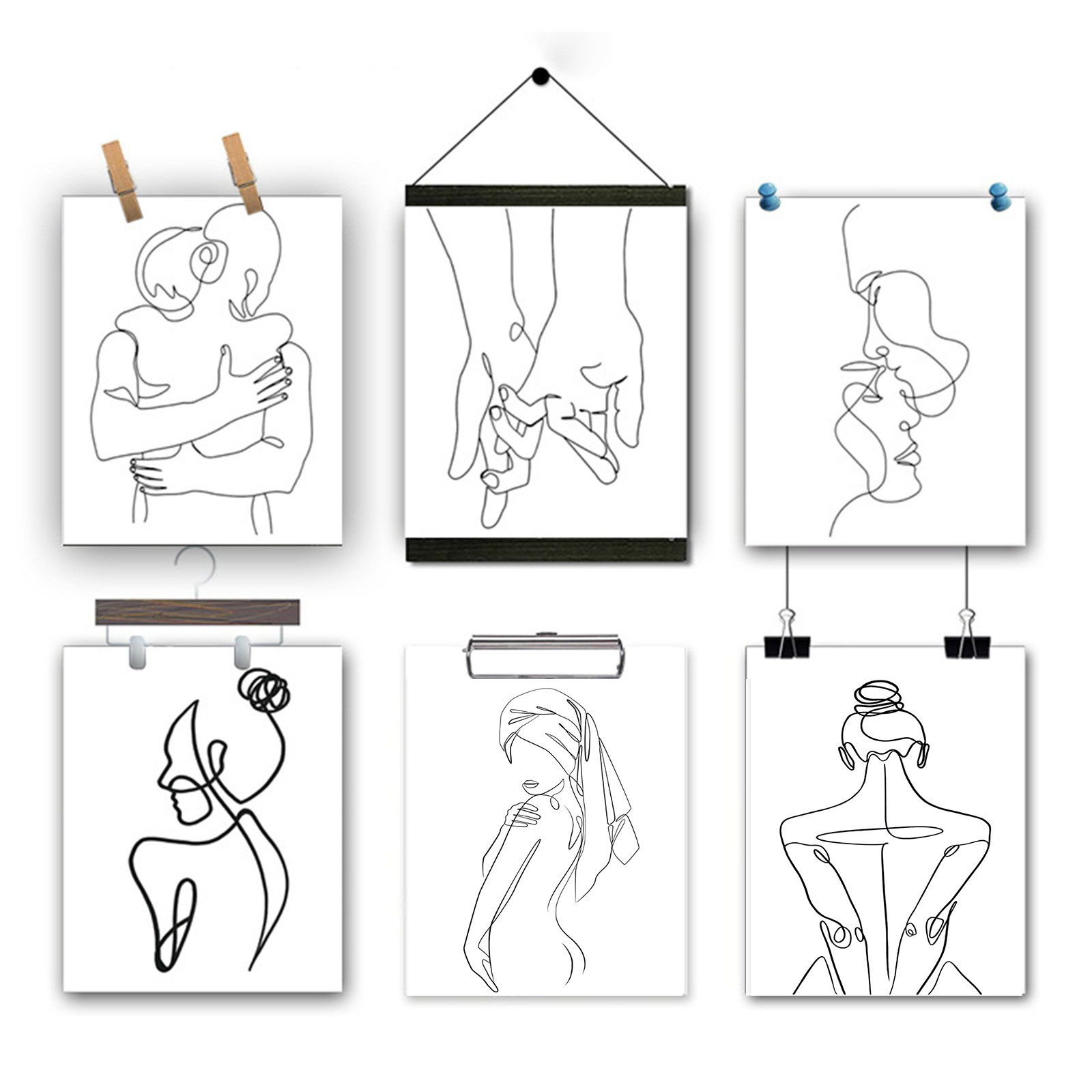 Canvas Painting Female One Line Art Drawing Picture Nordic Wall Art Figure  Woman Body Posters and Print Minimalist Room Decor-A4x3 No Frame by  BOOBEAUTY