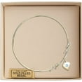 thumbnail image 3 of 7 1/2 inch Round Double Loop Bangle Bracelet w/ Heart medal charm w/ March Blue Swarovski Crystal, 3 of 3