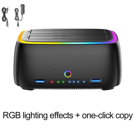 Hard Drive Enclosure, Dual-bay SD/TF Type-c 3.1 External Hard Drive Docking Station for 2.5 Or 3.5in HDD