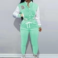 thumbnail image 2 of Women Autumn Baseball Suit Two Piece Set Letter Prints Baseball Tops Jacket Fall And Winter Sweatpants Jogger Set Sweatsuit Two Piece WearSet Women Long Suit Plaid Suit Womens Corporate Attire 3 Piece, 2 of 4