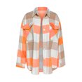 thumbnail image 5 of Herrnalise Jackets For Women Winter Fashion Colorful Plaid Shirt Brushed Fleece Loose Casual Windproof Plaid Coat Orange,M, 5 of 5
