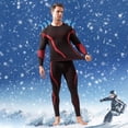thumbnail image 2 of Wyzesi Workout Jumpsuits for Men Men Skiing Outdoor Warm Absorbing Breathable Elastic Tight Fitting Quick Drying Wear Base Two Piece Set Compression Pantsuit with Pockets Men Pantsuit Casual Red, 2 of 8