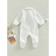 thumbnail image 4 of hirigin Baby Boy Girl Romper Long Sleeve Lapel Solid Color Zipper Casual Fall Spring Jumpsuit, 4 of 9