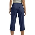 thumbnail image 5 of CFLVAEK Twill Cargo Pants for Women Plus Size High Waisted Capri Pants Comfy Roll Up Wide Leg Cropped Pants with Pockets Navy XXXL, 5 of 8