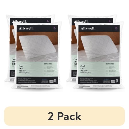 (2 pack) Allswell Cool Lux Bed Pillow with Cooling Cover, King, 2-Pack