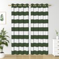 thumbnail image 5 of Nanqianyi Dark Green Whiter Horizontal Striped Blackout Curtains 2 Panels Per Set 52"x63", Grommet Top Thermal Insulated Window Drapes for Living Room Bedroom, 5 of 10