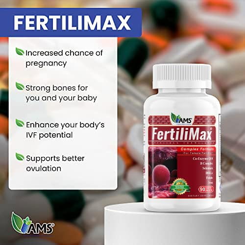America Medic and Science FertiliMax Women's Fertility Support with Folate CoQ10 DHEA Iron Selenium 90 Capsules