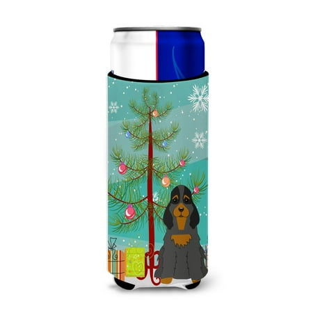

Carolines Treasures BB4218MUK Merry Christmas Tree Cocker Spaniel Black Tan Michelob Ultra Hugger for slim cans Slim