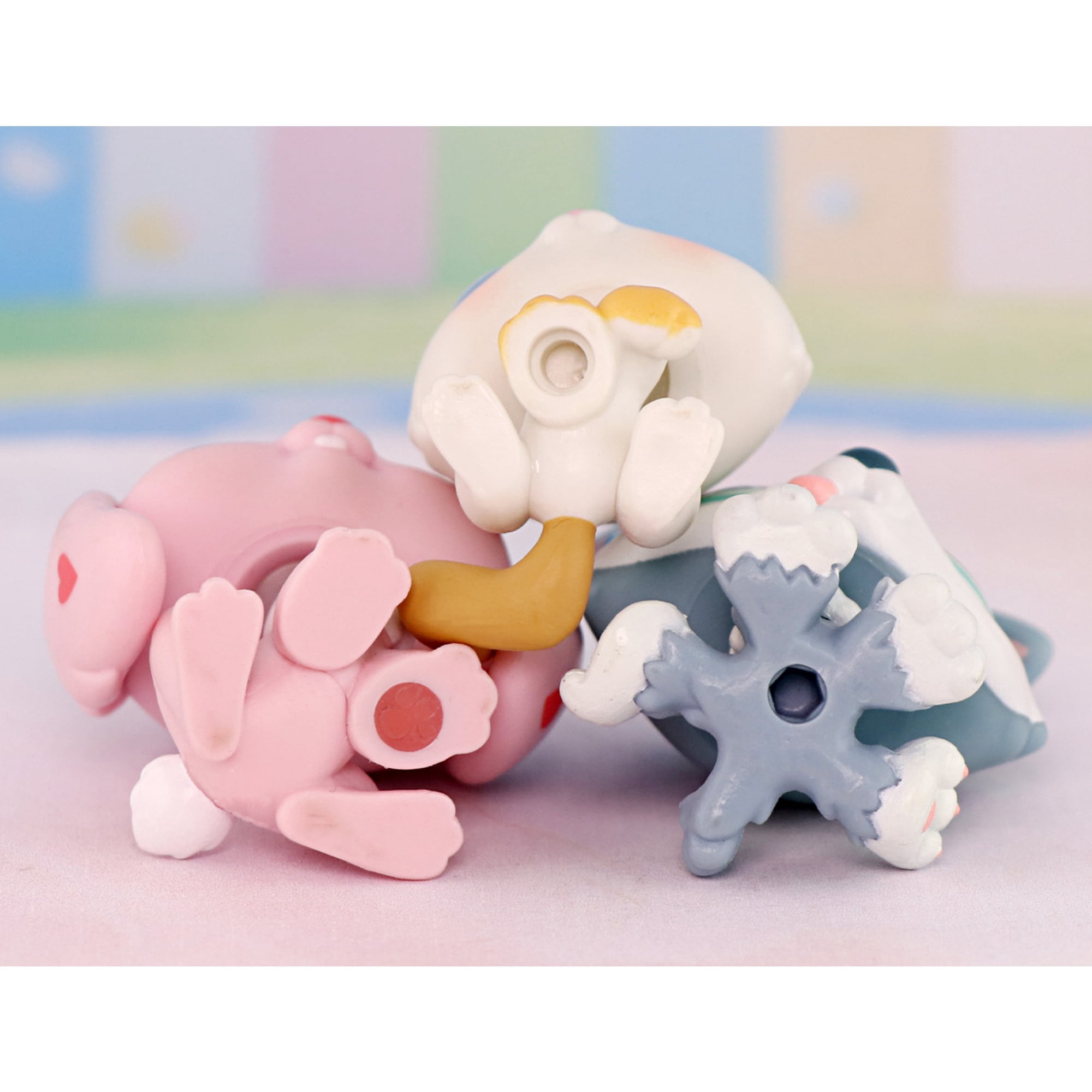 3lot Mini Pet Toys Kitten Cat #134 Husky Puppy #2036 Bunny Rabbit #557,Cartoon Animal Figurines Easter Gift for Kids