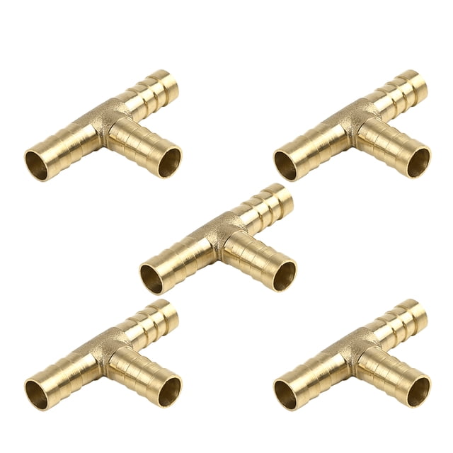 Conector 3 Vías En Forma De T Adaptador De Manguera De Púa De Latón 10mm Para Tubo De Gasolina 5Pcs