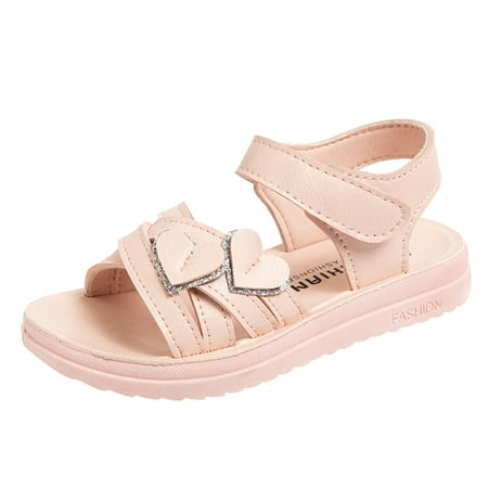 

KaLI_store Toddler Sandals Girl Kids Slide Sandal Summer Beach Water Shoes Casual Slip-On Flat Shoes Slippers Red