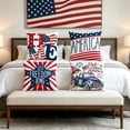 thumbnail image 5 of 4th of July Pillow Covers 18x18 Inch Set of 4, Patriotic American Flag Stars Stripes Pillowcase, Independence Day Memorial Day Watercolor Decorative Throw Pillow Covers for Couch Sofa Home, 5 of 6