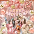 thumbnail image 3 of cortina con flecos de oro rosa, globos de confeti de papel de aluminio con forma de corazón, remolinos colgantes para mujeres y niñas, suministros para fiesta de cumpleaños de oro rosa 21 ShuxiuWang 1327537082897, 3 of 5