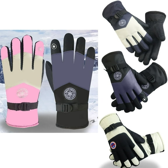 UTSJKR Winter Gloves Women Men Waterproof Skiing Snow Windproof Thermal Double Layer Warm Gloves for Running Hiking Blue