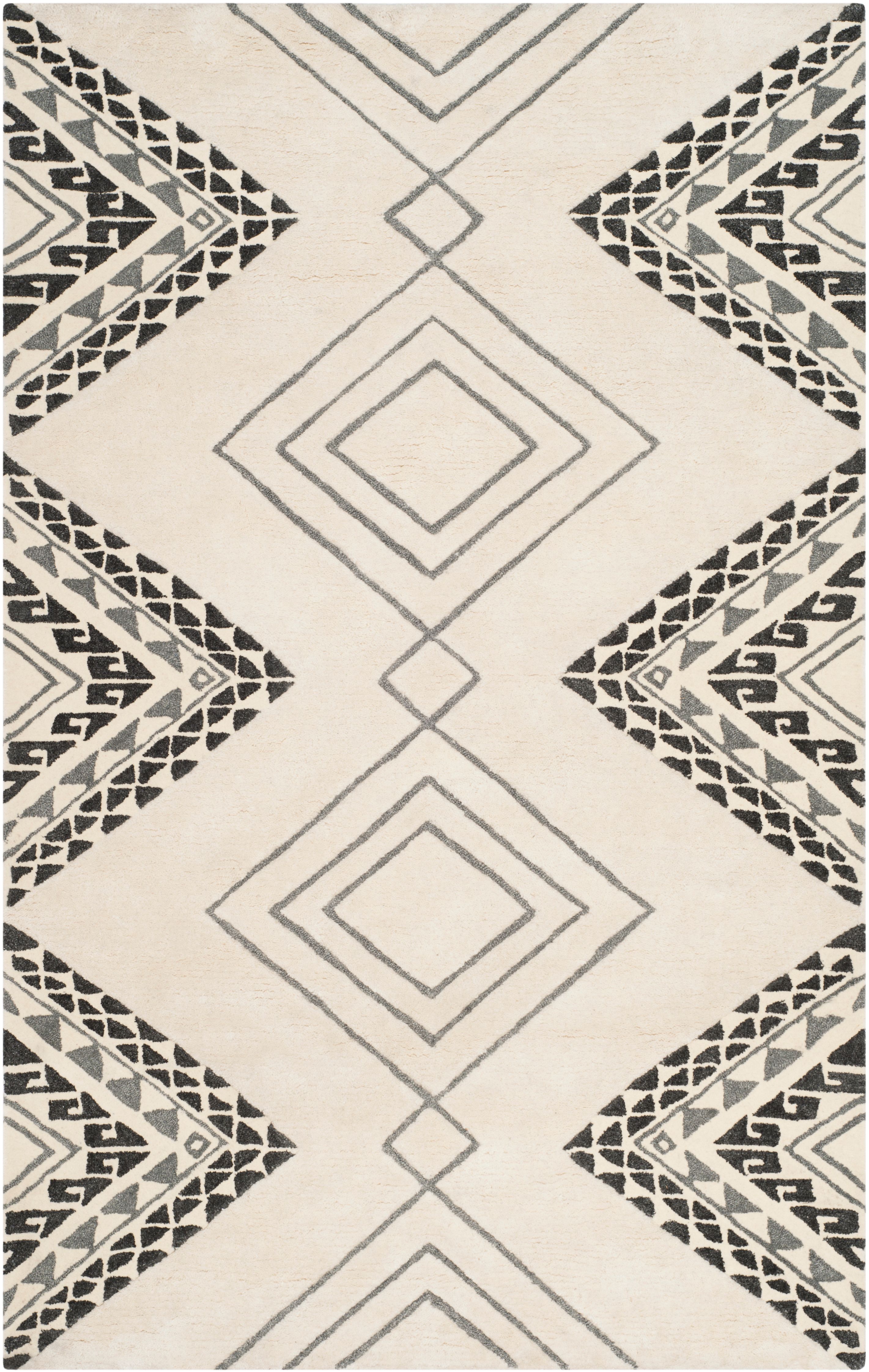 SAFAVIEH Casablanca Jannine Geometric Shag Area Rug, Ivory/Grey, 5' x 8'