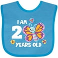 thumbnail image 3 of Inktastic I Am 2 Years Old Cute Smiling Butterfly with Flowers Girls Baby Bib, 3 of 4