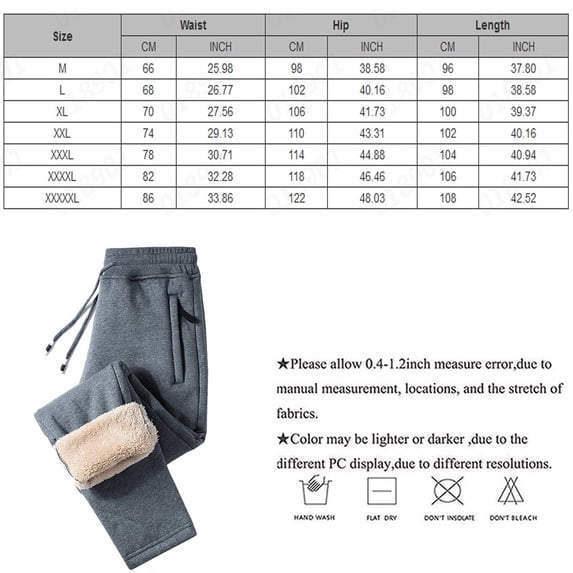 Men's Thermal Fleece Lined Casual Pants, Thickened Winter Warm Sports Trousers with Pockets for Outdoor and Everyday Wear