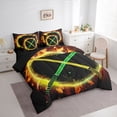 thumbnail image 3 of Manfei Green Yellow Gradient Light 7pcs Bedding Comforter Set,Video Games Theme Queen Bedding Sets,Modern Fashion Gaming Queen Sheet Sets For Boys,Ultra Soft Home Decor Reversible, 3 of 8