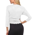 thumbnail image 4 of CEHVOM Women's Solid Color Seven Point Sleeve Small Shawl Cardigan Top, 4 of 4