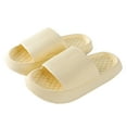thumbnail image 4 of Linfrsh Open Toe Cute Cartoon Memory Foam Linen House Indoor Outdoor Animal Slippers Four Seasons Cow Slippers for Women and Men Non-slip Flat Slides Yellow,10, 4 of 4