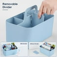 thumbnail image 4 of Ahot Multiuse Caddy Organizer with Handle - Stackable Plastic Tote Bin - Art Craft Supplies, Office, Desk, Stationery Pen Holder, Kitchen, Utensil, Makeup, Bathroom, Shower, Cleaning - Cyan, 4 of 17