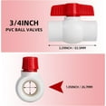 WadwP [5 Pack] 3/4'' PVC Ball Valves, PVC Valves 3/4 inch, Water Shut