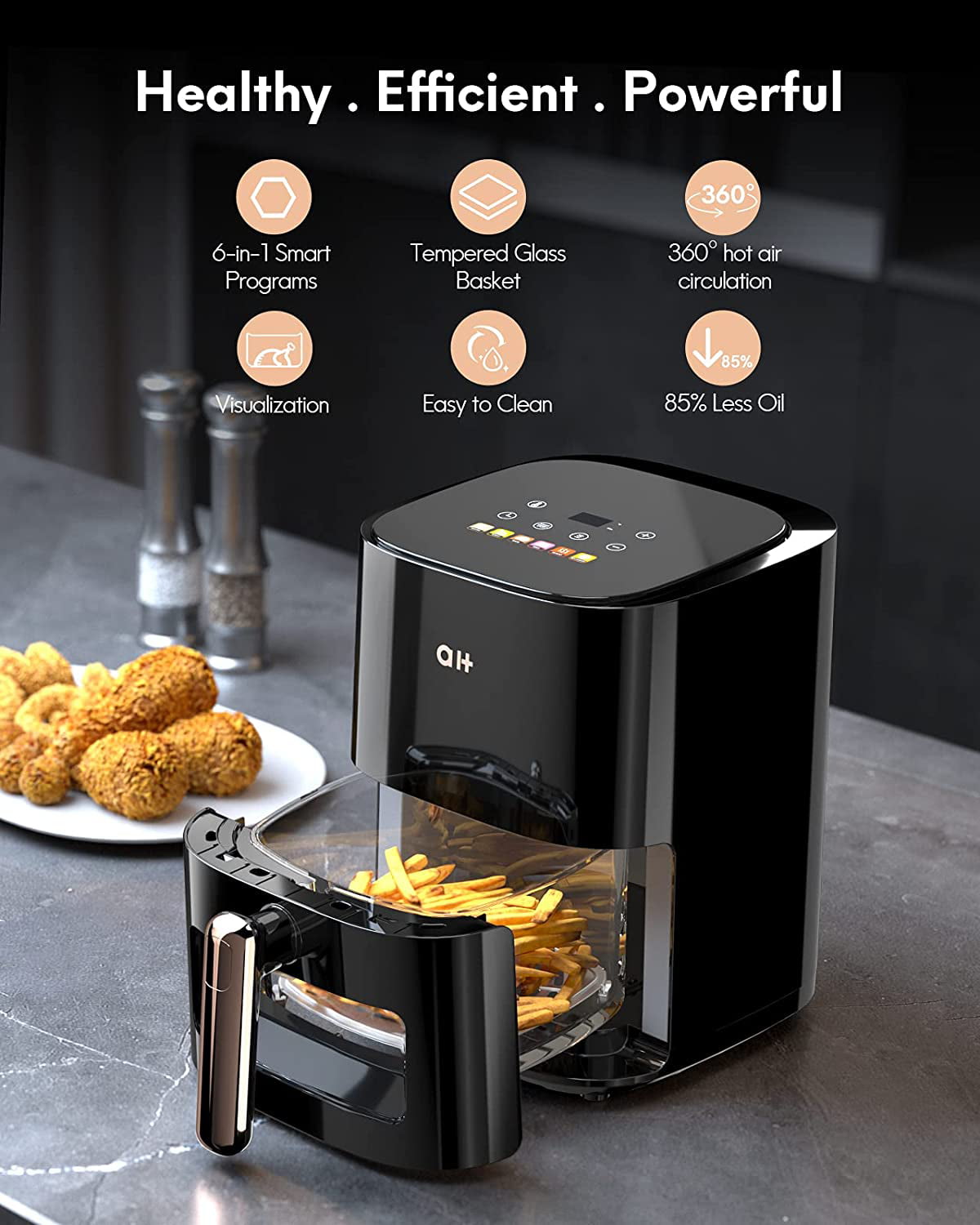 Air Fryer Large Air Fryer, 6.8 Qt Airfryer Oven, 8 Presets Led Touch  Digital Screen, Shake Reminder, Nonstick Basket, Stainless Steel Electric  Hot Oilless Cooker (recipes Book/skewers Included) Cookware, Small Kitchen  Appliance 