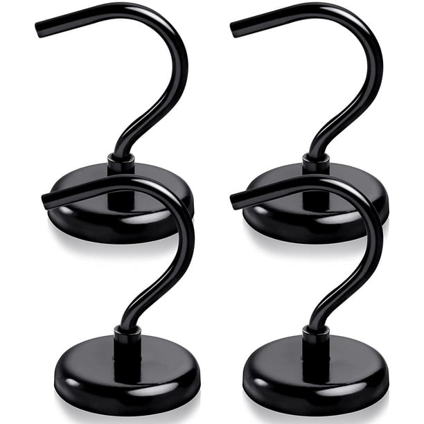 4Pack Black Magnetic Hook 100 lb Heavy Duty Strong Neodymium Magnetic Hooks,  Refrigerator Magnet Hooks, Magnet Hook for Curtain, for Home, Kitchen,  Workplace - - 