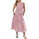thumbnail image 2 of Conjuntos de Falda 2 Piezas para Mujer, Camisetas Sin Mangas A Rayas Verano, Vestido Midi, Vacaciones Juego. Rojo S, 2 of 5