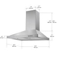 thumbnail image 2 of Range Hood 30 inch 350 CFM Wall Mount Stainless Steel Stove Cook Vent Hood Tiesay Range Hood, Range Hoods 30 inch Stainless Steel, 450 CFM Kitchen Hood with LED Light Baffle Filters, 3 Speed Exhaust, 2 of 10