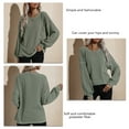 thumbnail image 5 of Women Pullover Round Neck Puff Long Sleeves Loose Hem Pure Color Casual Top with Pocket Green L, 5 of 6