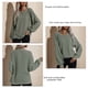 thumbnail image 5 of Jersey de mujer con cuello redondo y mangas largas abullonadas, dobladillo suelto, Top informal de Color puro con bolsillo verde XL, 5 of 6