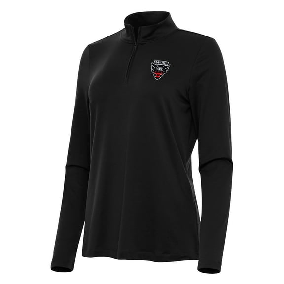 Women's Antigua Black D.C. United Reprocess Quarter-Zip Jacket