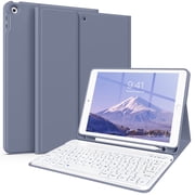 KenKe Keyboard Case for iPad 9th Generation 2021/8th Gen 2020/7th Gen 2019 10.2 Inch, Detachable Wireless Bluetooth Keyboard, Stand Folio Keyboard Cover with Pencil Holder, Auto Sleep/Wake, Purple