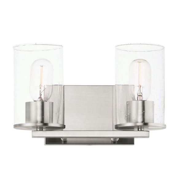 Sleek 2 - Light Satin Nickel / Silver Industrial / Modern / Transitional Incandescent Glass And Steel Wall Sconce