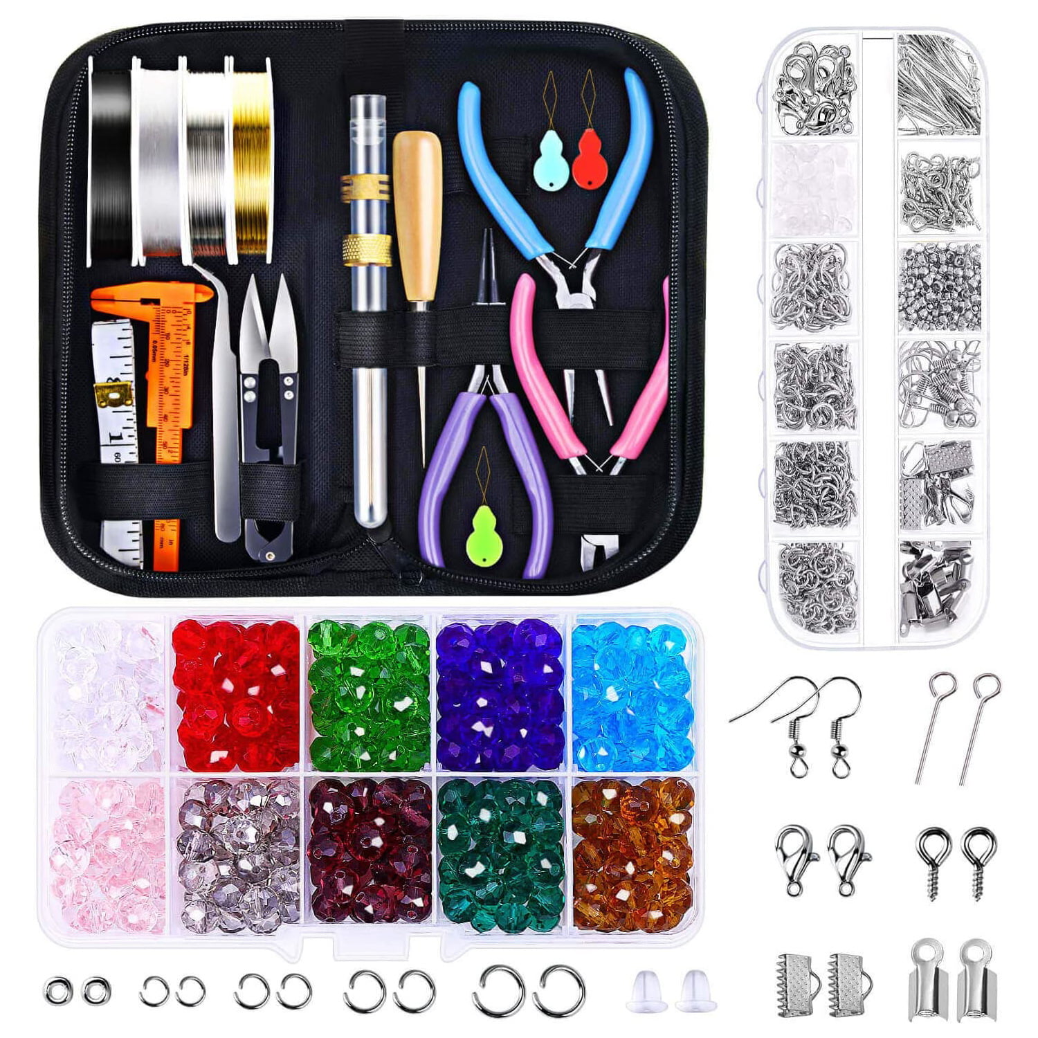 HXXF Ring Making Kit, 1670Pcs Jewelry Making Kit with 28 Colors