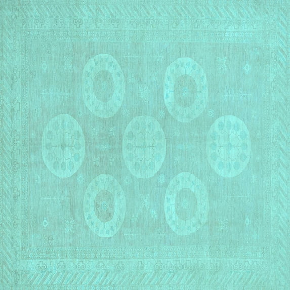 Ahgly Company Indoor Square Oriental Light Blue Traditional Area Rugs, 4' Square