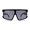 All Black, variant on Womens 80s Funky Oversize Flat Top Plastic Shield Sunglasses All Black