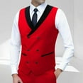 thumbnail image 3 of ZCFZJW Fashion Mens Tuxedo Vest Double Breasted Shawl Collar Slim Fit Waistcoat U Neck Suit Dress Wedding Formal Tuxdeo Red M, 3 of 4