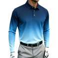 thumbnail image 3 of AKOEE Men's Polo Shirt Long Sleeve Golf Tops Collared Gradient Classic Fit Sport Casual Big & Tall Blouse, Navy 5XL, 3 of 6